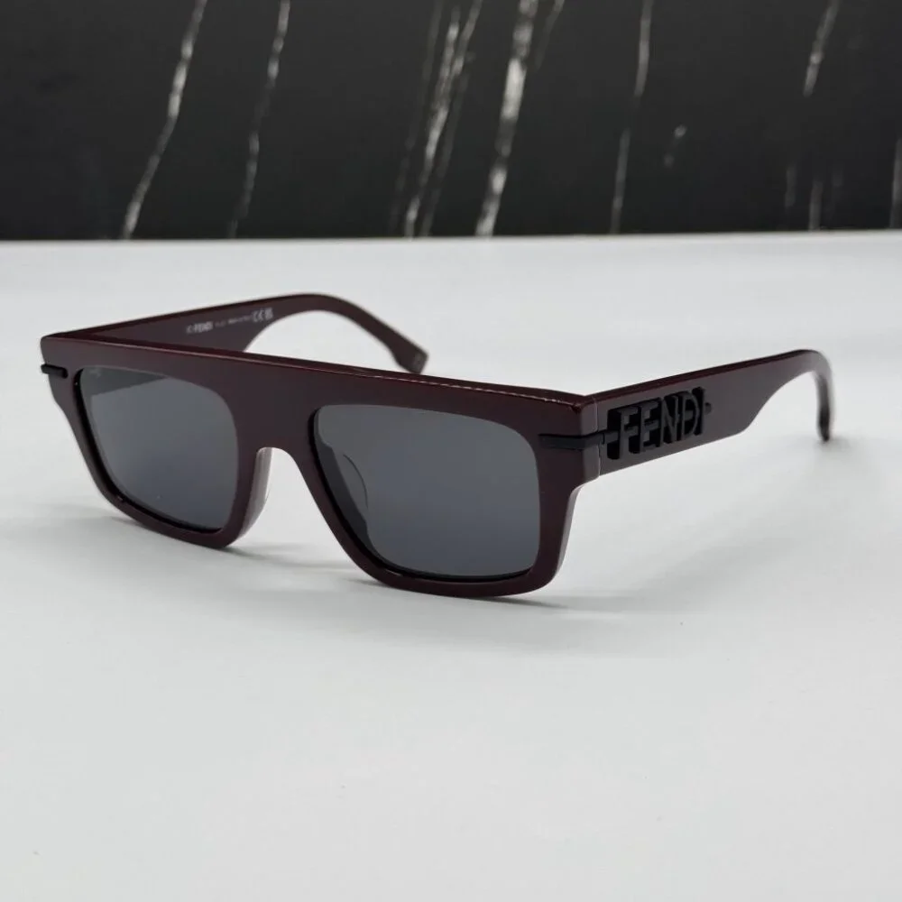 NEW FE40091U 69A FENDI BORDEAUX GREY SQUARE MEN FENDI SUNGLASSES - Picture 2 of 11